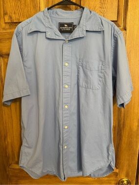 American Living Sky Blue Short-Sleeve Button-Down Shirt